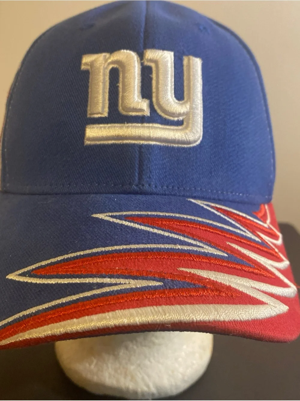 Vintage Reebok New York Giants Hat S/M Blue Red Zig Zag Lightning Bolt Cap NFL
